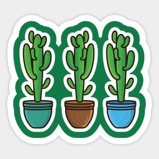 Set Of Green Cactus Plant In Vase Sticker vector illustration. Healthcare and Nature object icon concept. desert green cactus plant vector sticker design. Home plant cactus symbol graphic design. Sticker